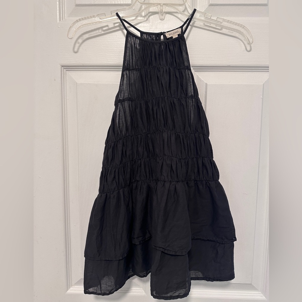 Anthropologie Pilcro Ruffle Cinched High Neck Black Top Small